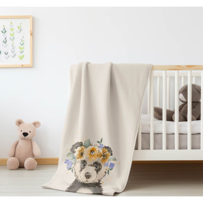 Panda Yellow Velveteen Fleece Blanket