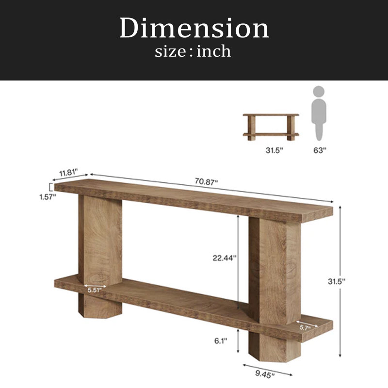 Table de chevet à 2 niveaux, table de canapé, console, table de couloir