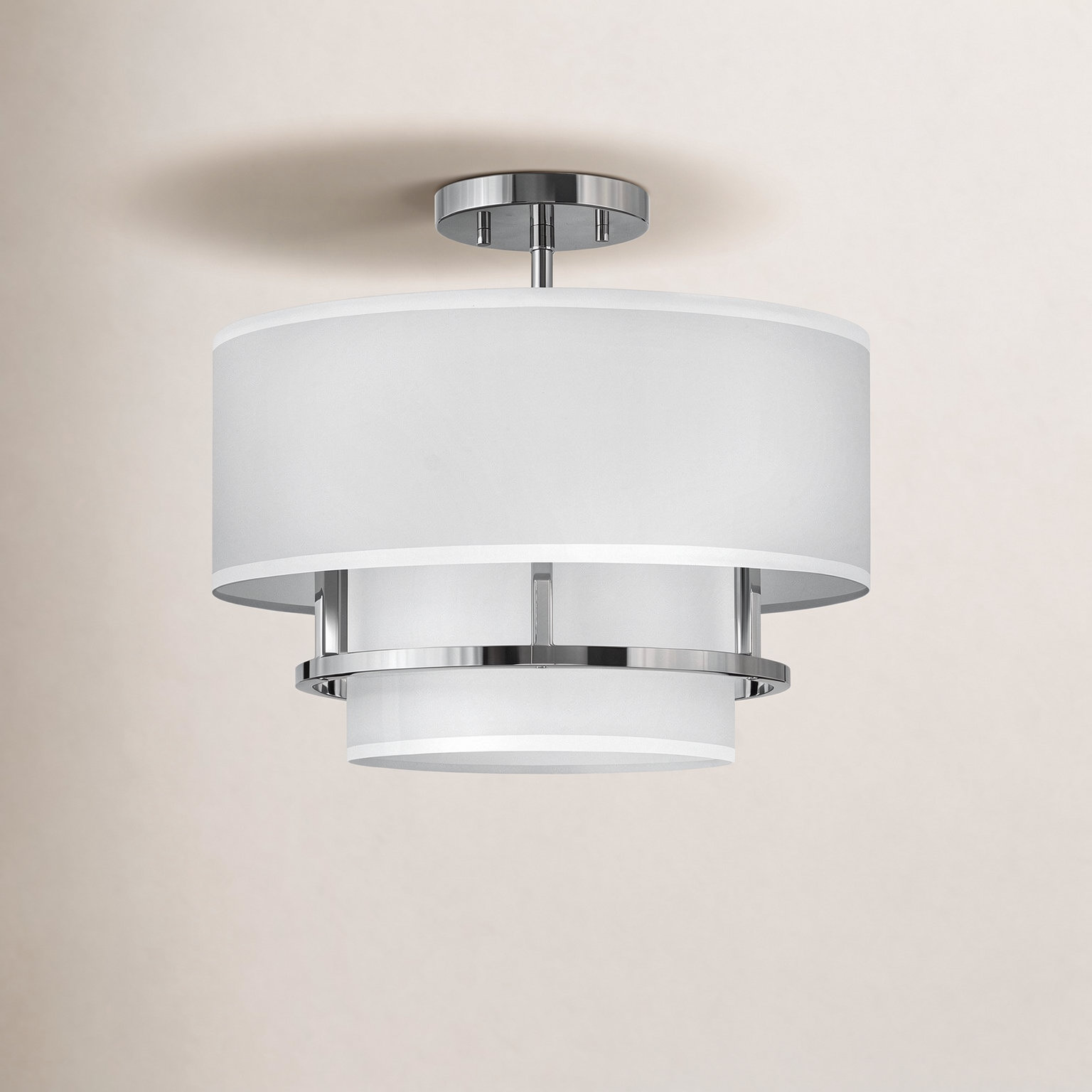 Graham 3-Light Semi Flush Mount, Polished Nickel