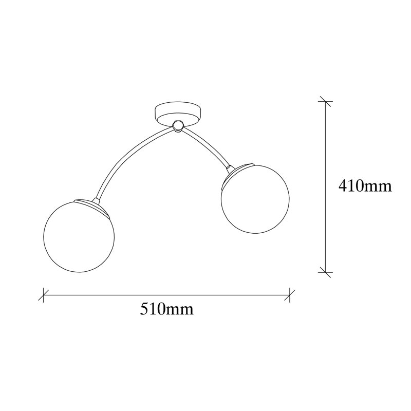 Lustre de style scandinave, structure en métal noir, 20,1 po x 5,9 po | Hauteur: 16,1 pouces, diamètre du capuchon: 5,9 pouces | 2 x douilles E27, 40 W maximum | Design élégant pour les maisons modernes, IP20, luminaire élégant