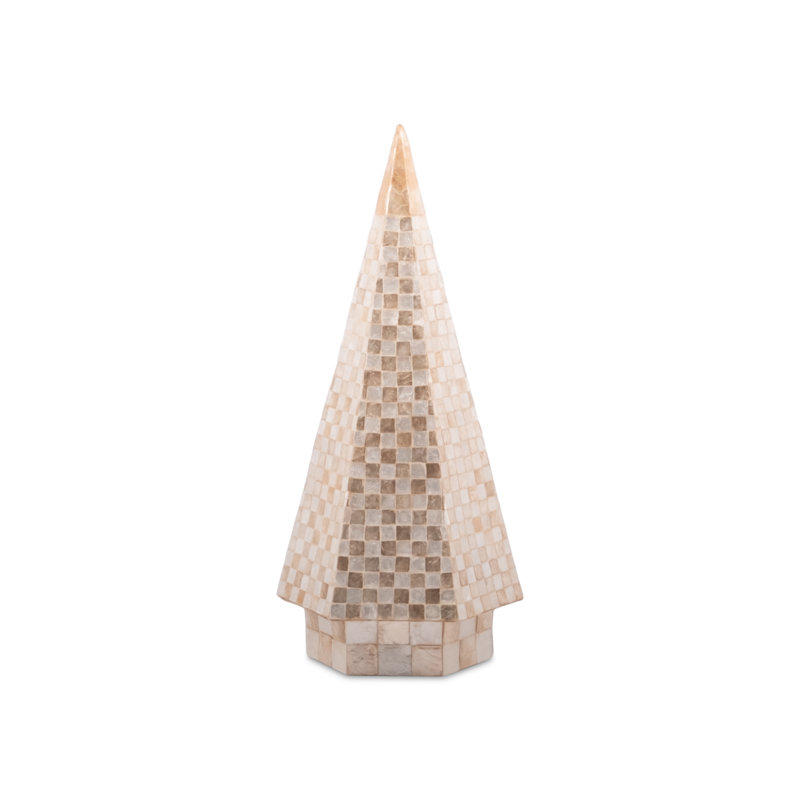 Mocha Check Capiz Tree, 18" H x 8" W x 8" D