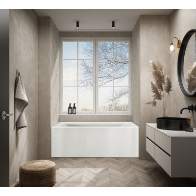 Condris Bliss 60" x 32" Acrylic Alcove Soaking Bathtub, Left Drain Ready, Anti-Slip Bottom, White