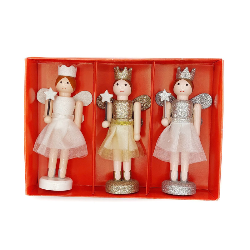 Fées de Noël.  Décoration festive classique en bois F07M14-13-N01657