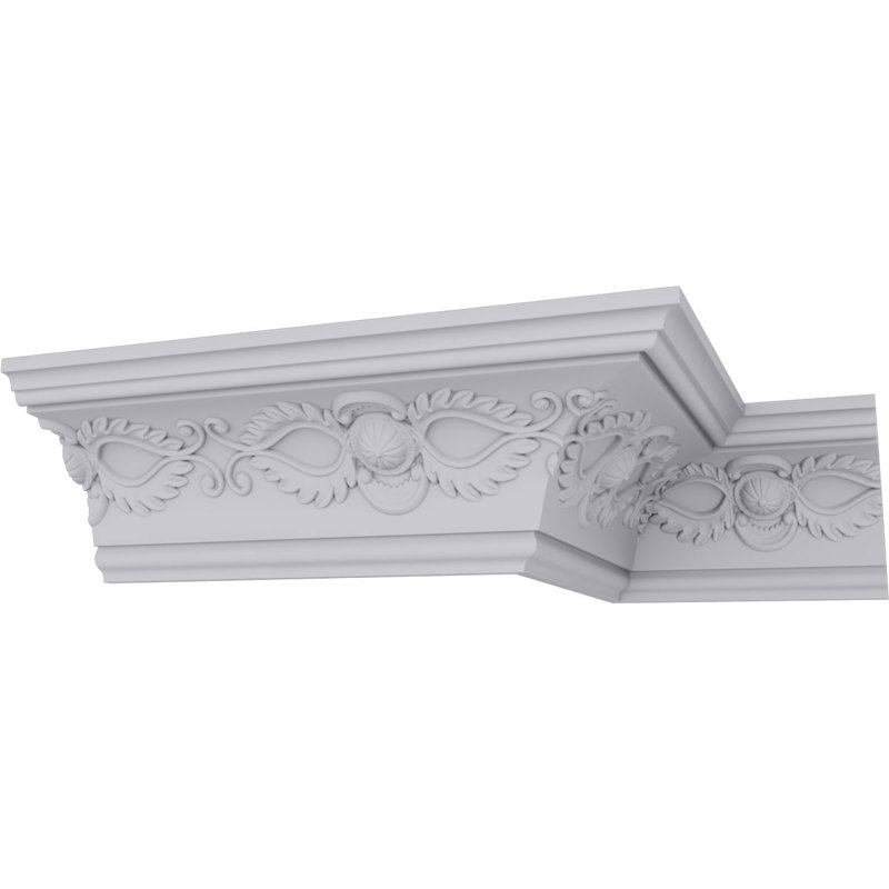 Primed White Polyurethane Geometric Crown Moulding Sample