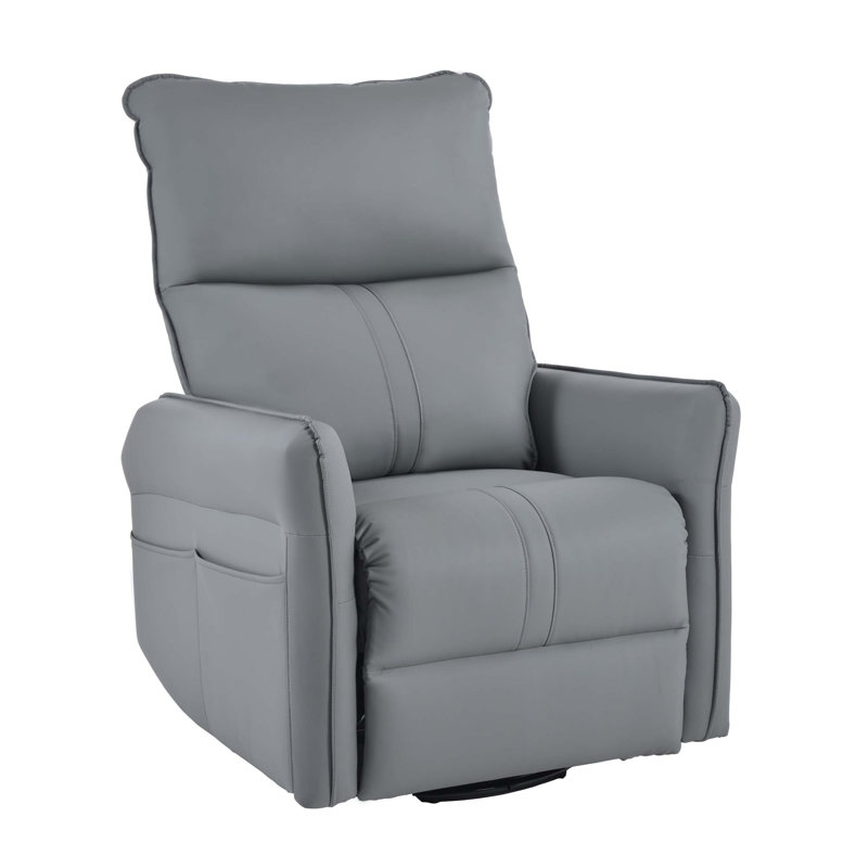360° Swivel Rocker Recliner Chair With Pull Ring, Glider For Nursery, Living Room, And Home Theater, Blue Gray