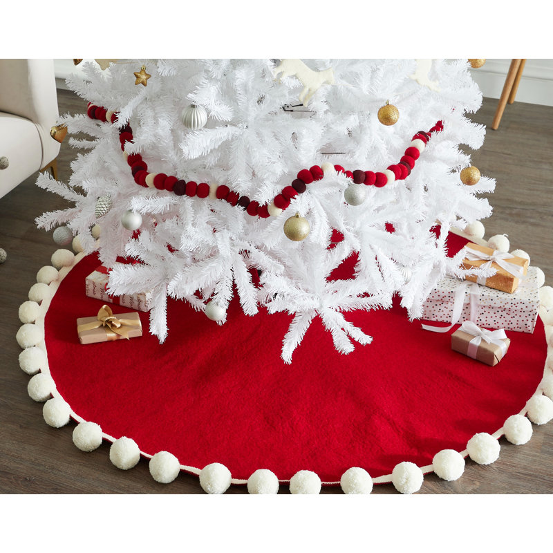 Handmade Christmas Tree Skirt in Felt, Oversize-72"