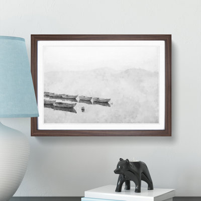 Boats On A Placid Lake Painting - Single Picture Frame Print on MDF