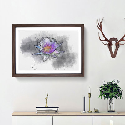 Violet Water Lily Sketch - Picture Frame Graphic Art Print