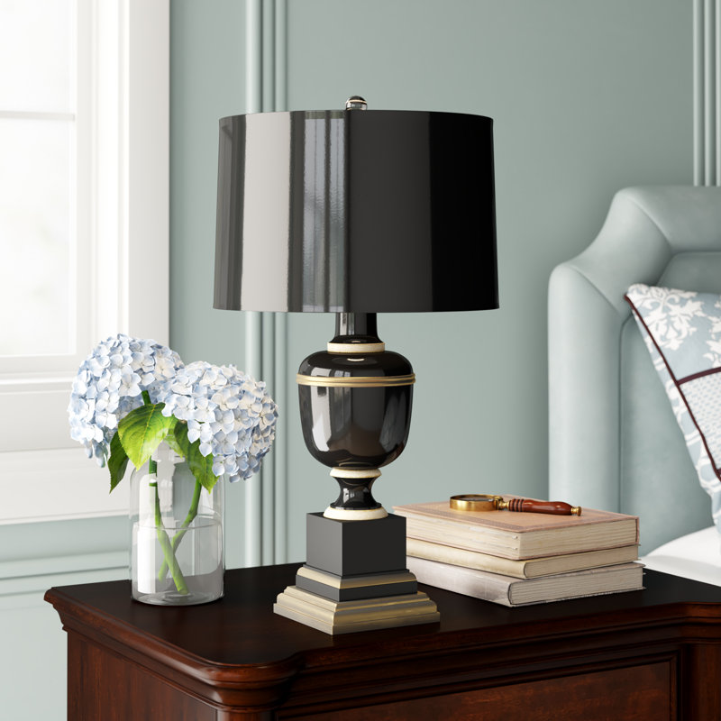 Annika Metal Table Lamp, 29.5" H x 17" W x 17" D, Black, Black