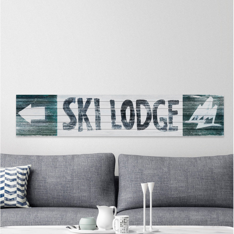 « ski preintroduis this way », art textuel sur bois