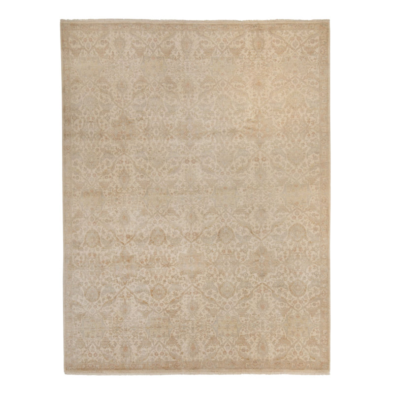Ivory Traditional Silk Rug, Rectangle 8' x 10'