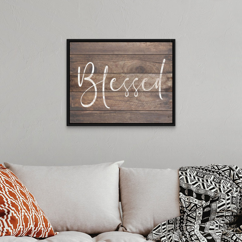 " Family Quotes - Blessed Wood ", Black Floater Framed, 26" H x 32" W x 1.75" D