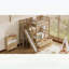 Lit superposé simple au-dessus de simple avec escalier de rangement, glissière et tiroirs, finition noyer pour chambre d'enfant