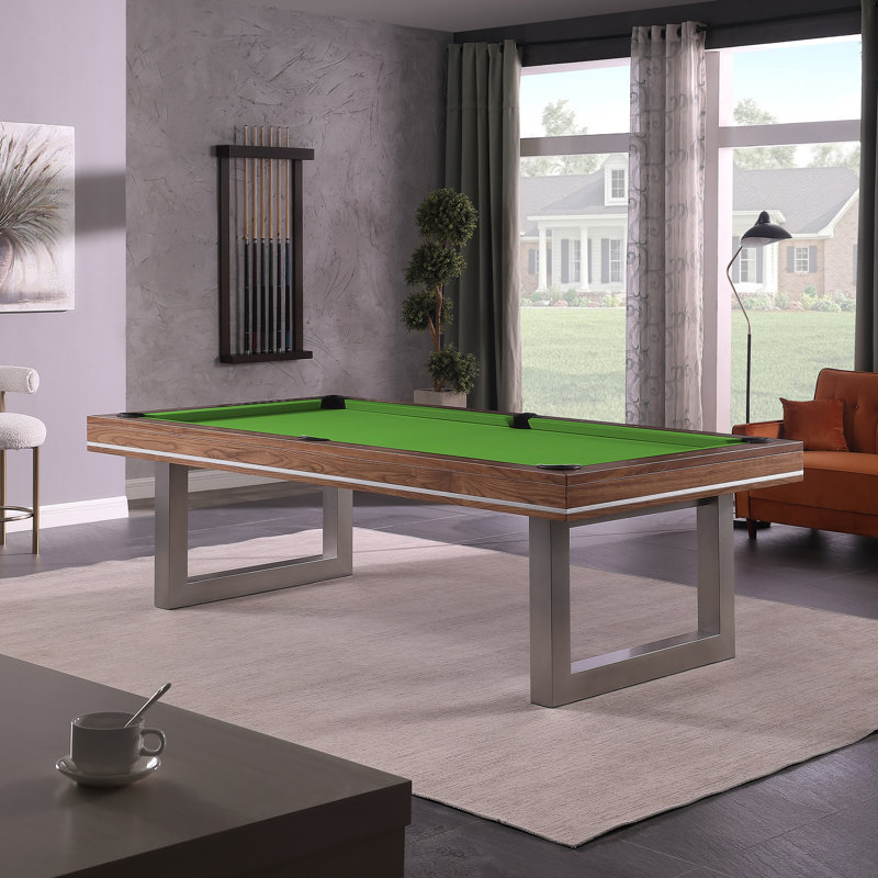 Table de billard en bois massif Harmony, 7 pi, Vert pomme, Noyer naturel
