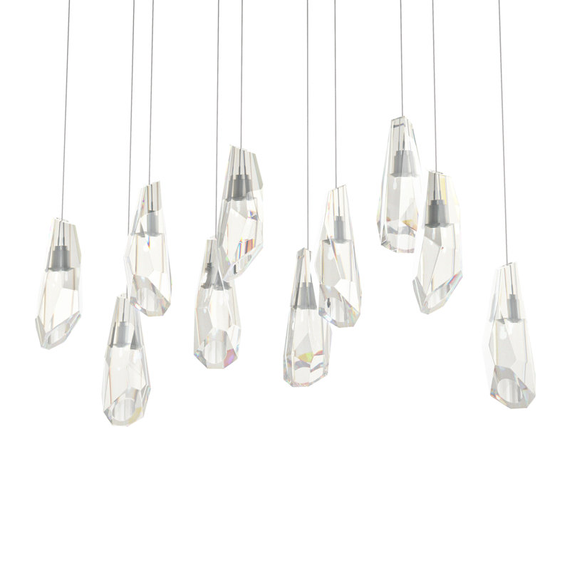 Luma 10 - Light Crystal Pendant, Natural Iron, 130" H