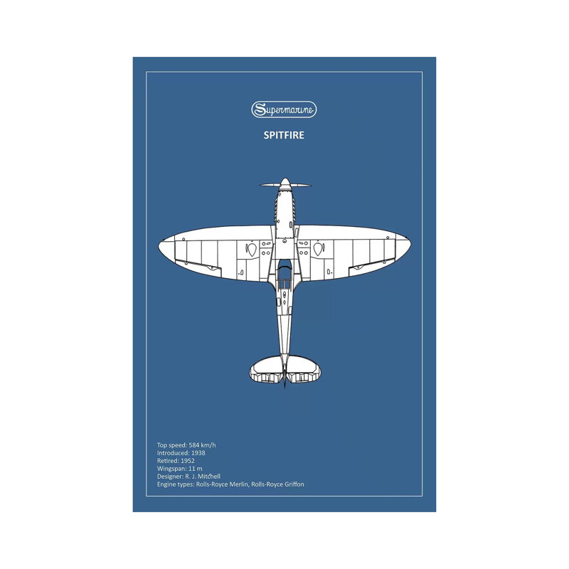 BP Supermarine Spitfire by Mark Rogan - Wrapped Canvas Painting, 30.48 cm H x 45.72 cm W