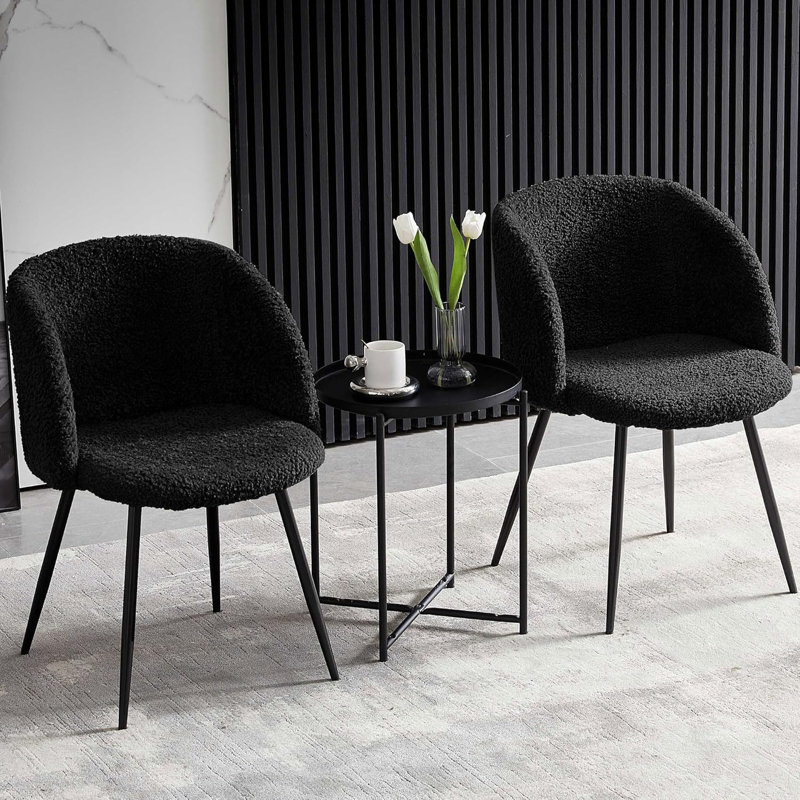 Sherpa Dining Chairs Set of 2, Black