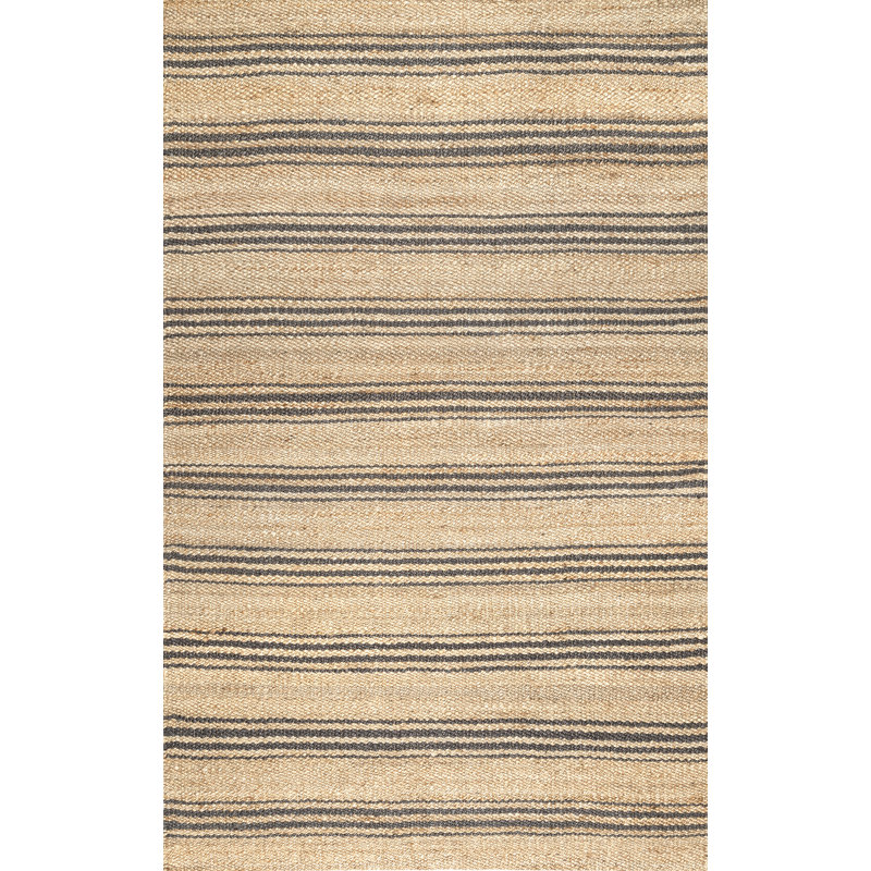  Tapis rayé en jute Natural Sycamore, Rectangle 11 pi 6 po x 14 pi 6 po