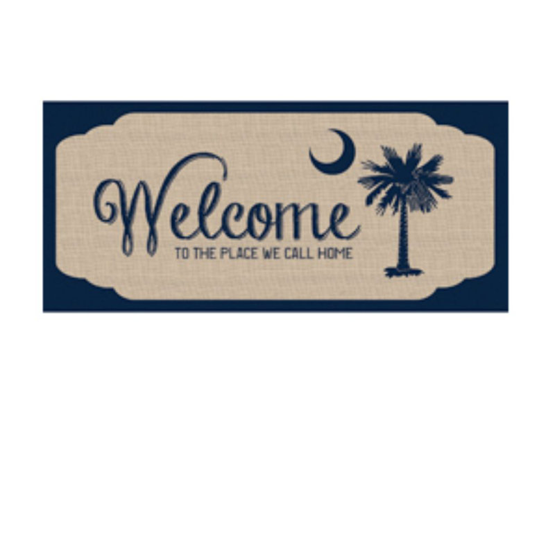 Welcome South Carolina Welcome Burlap Sassafras Switch 22 in. x 10 in. Non-Slip Indoor Door Mat