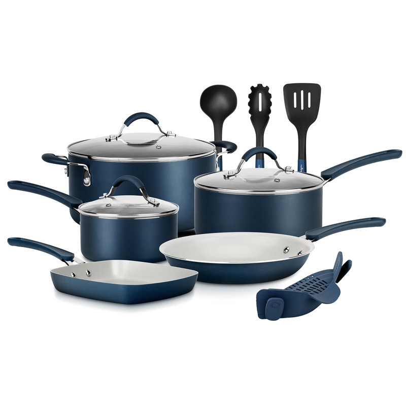 Batterie de cuisine antiadhésive en acier inoxydable 14 pièces NutriChef