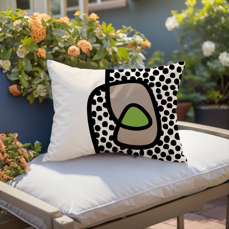 Coussin lombaire réversible intérieur / extérieur Jai Abstract, H 14 po x l 20 po, Chartreuse