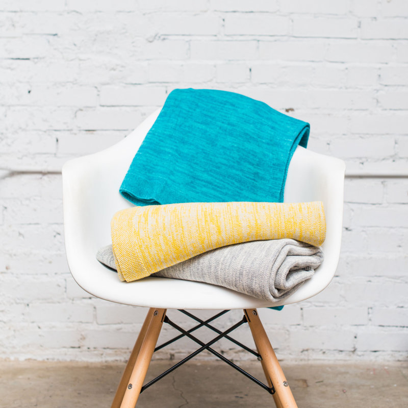 Knitted Throw Blanket, Natural/Gray