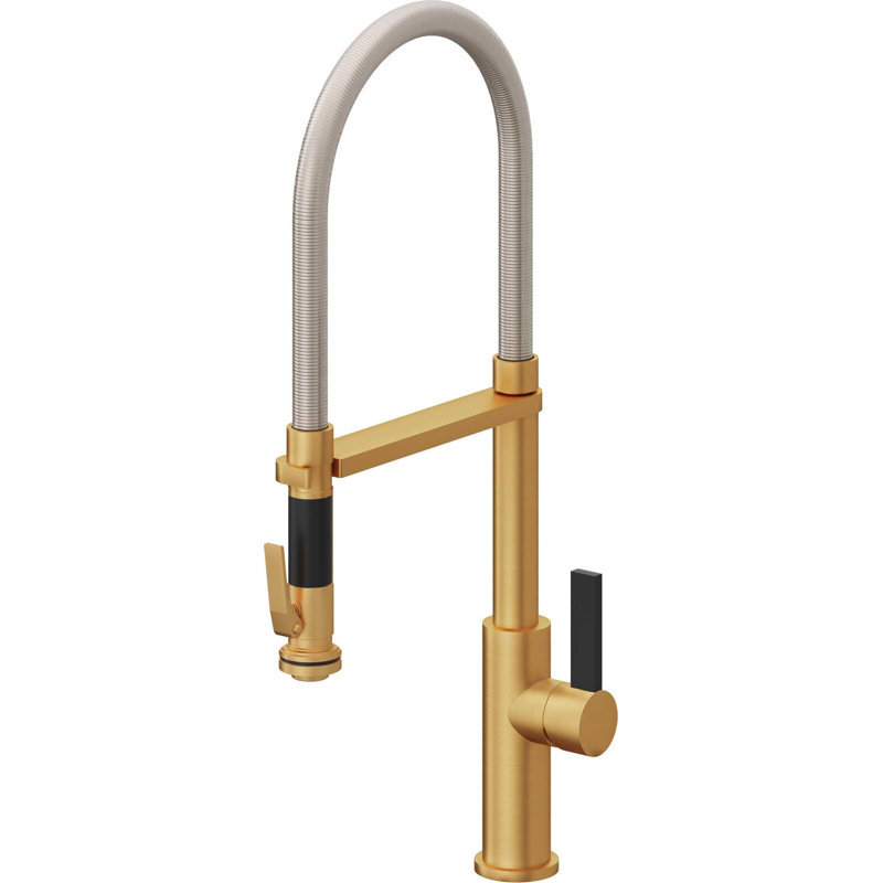 Corsano Contemporary Culinary Pull-Out Kitchen Faucet with Squeeze Sprayer and BFB Series Handle, Lifetime Satin Gold