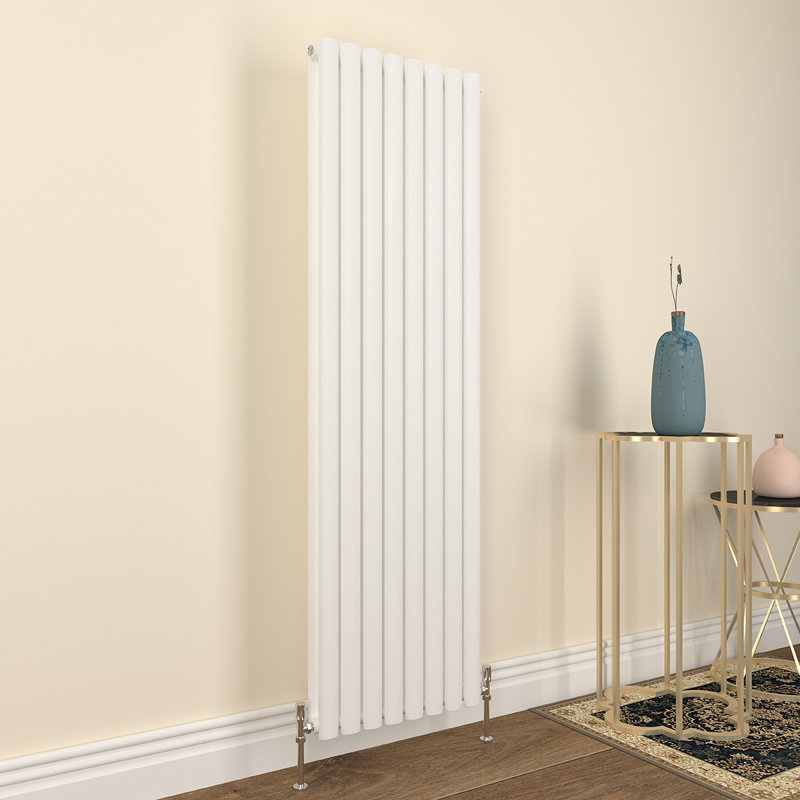 Vertical Oval Column Radiator, Double, White, 160cm H x 47.2cm W x 5.6cm D