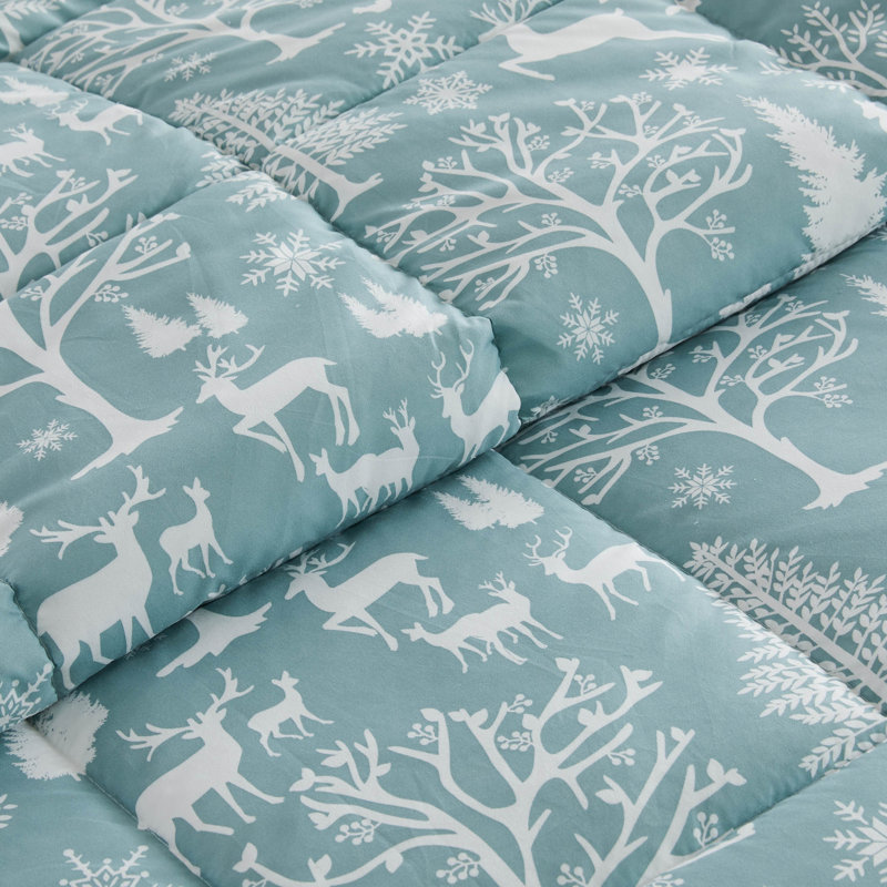 Microfiber Comforter Set with Shams, King Comforter + 2 King Shams, Enchanted Woods Blue