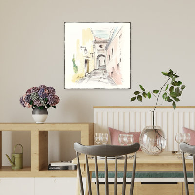 Quiet Alleyway With Lanterns I Abstract Contemporary Landscape Nature Wall Art