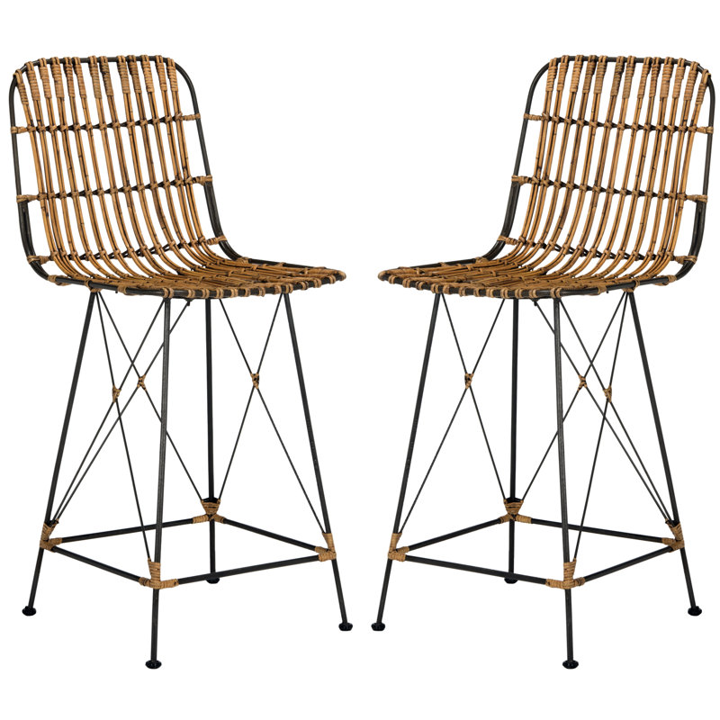 Lisdale Counter Stool with Metal Frame, Natural Brown Wash, Counter Stool (23.62" Seat Height)