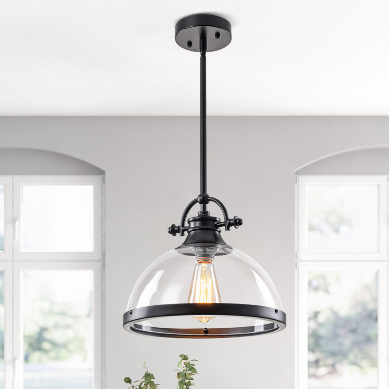 1-light Dome Glass Pendant Light