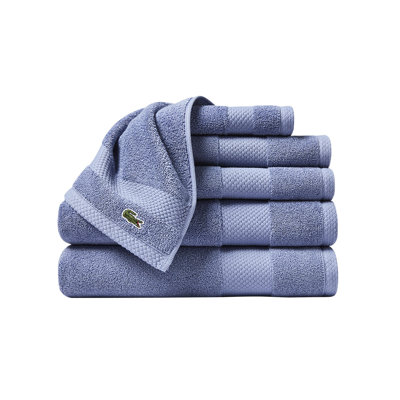 Lacoste Heritage 6-piece Supima Cotton Towel Set – Ultra-soft, Highly Absorbent, Quick-dry Luxury Bathroom T In Light Denim