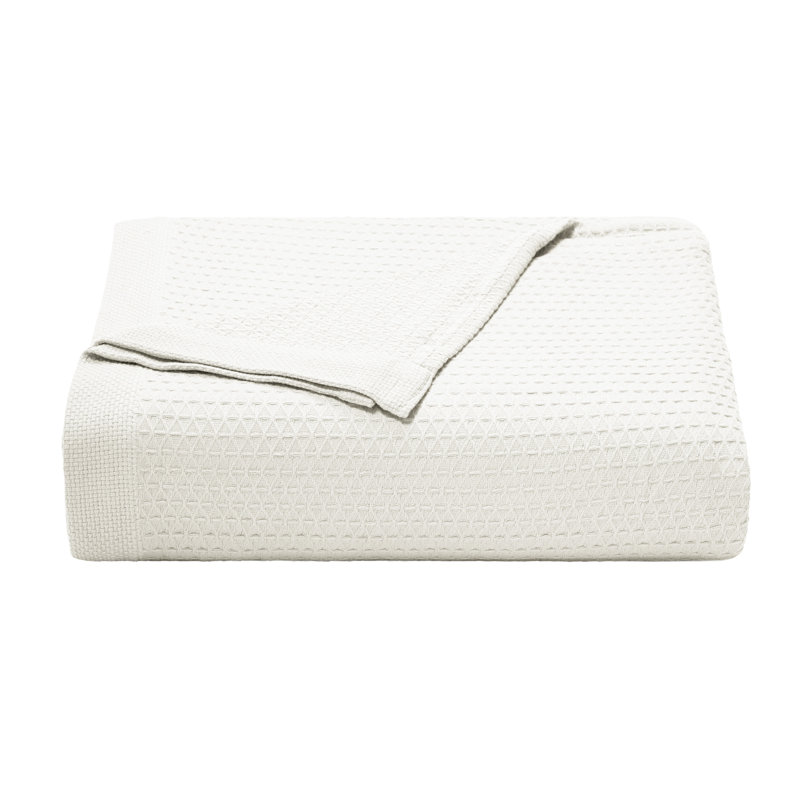 Baird Red Cotton Full Knitted Blanket with Textured Accent