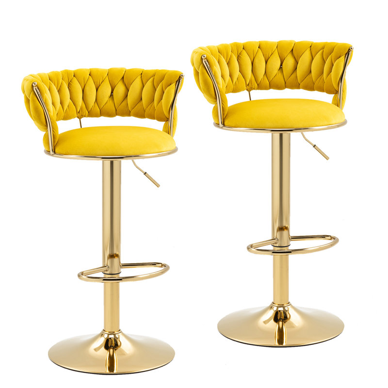 Tabourets de bar pivotants à hauteur réglable, Jaune