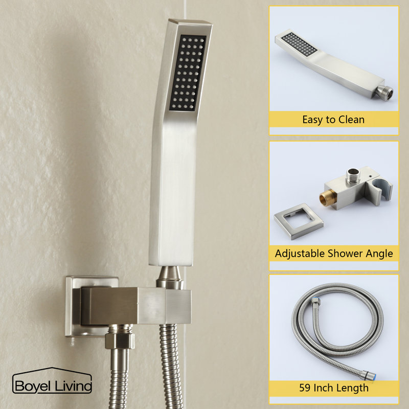 Large Brushed Nickel Dual Rain Shower Head with Handheld