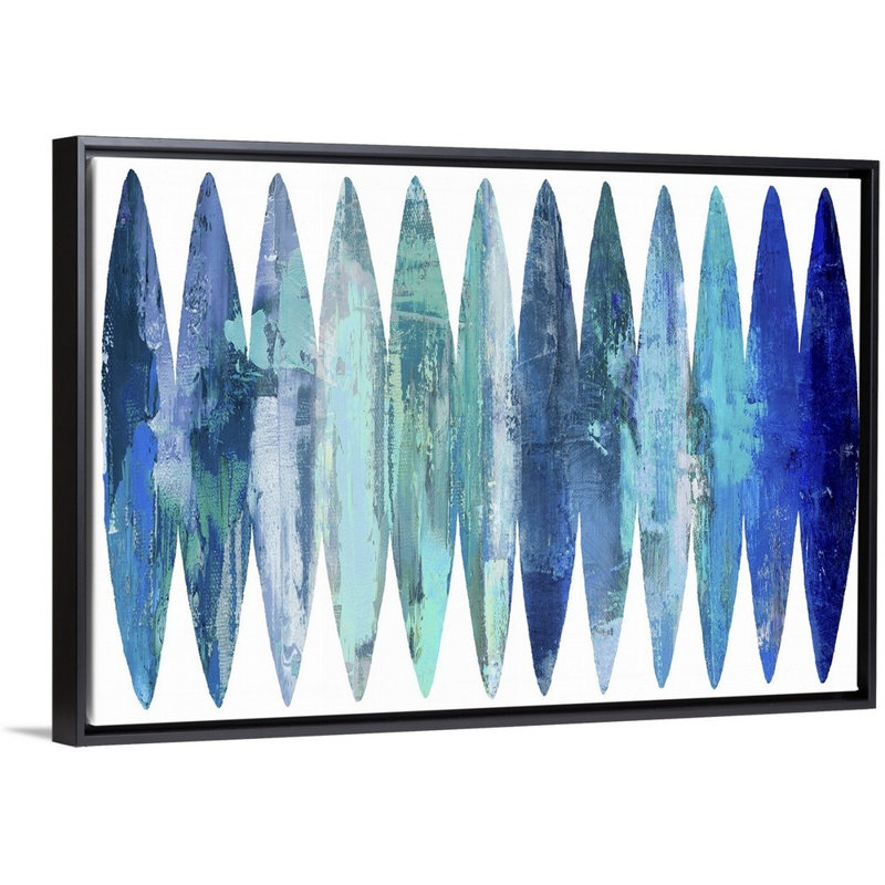 «Abstract Surfboard Blues» par David Moore - reproduction d'art, Toile avec cadre flottant, H 34 po x l 50 po, Noir