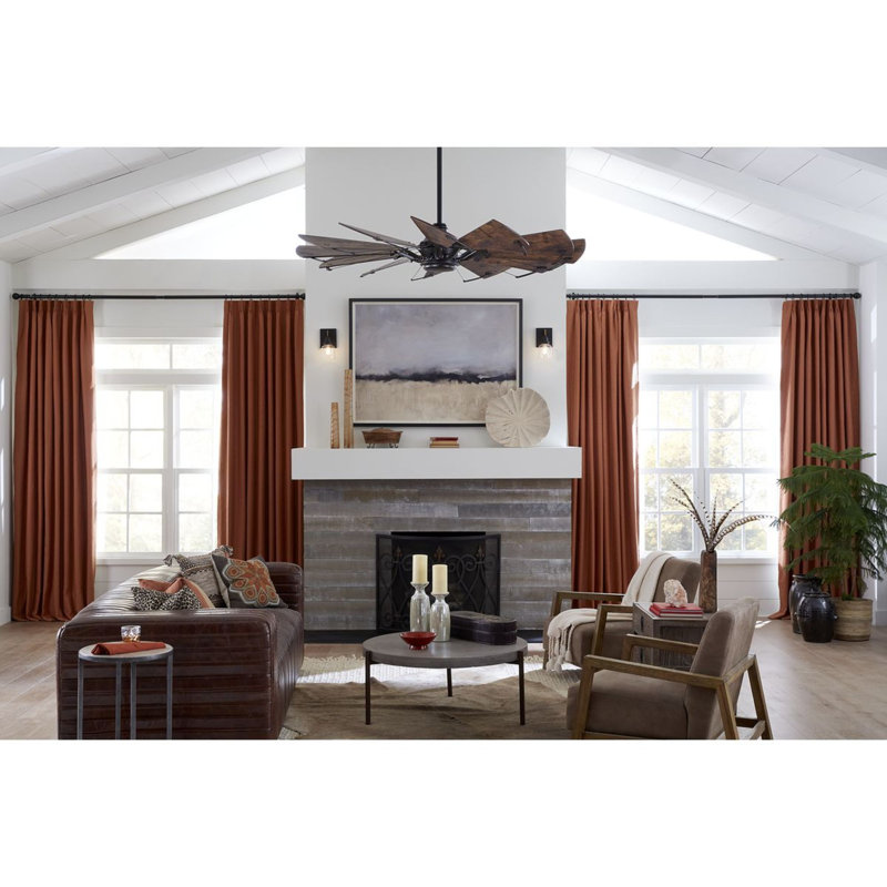 Springer 60" Windmill Architectural Bronze Ceiling Fan with Distressed Walnut Blades, Architectural Bronze