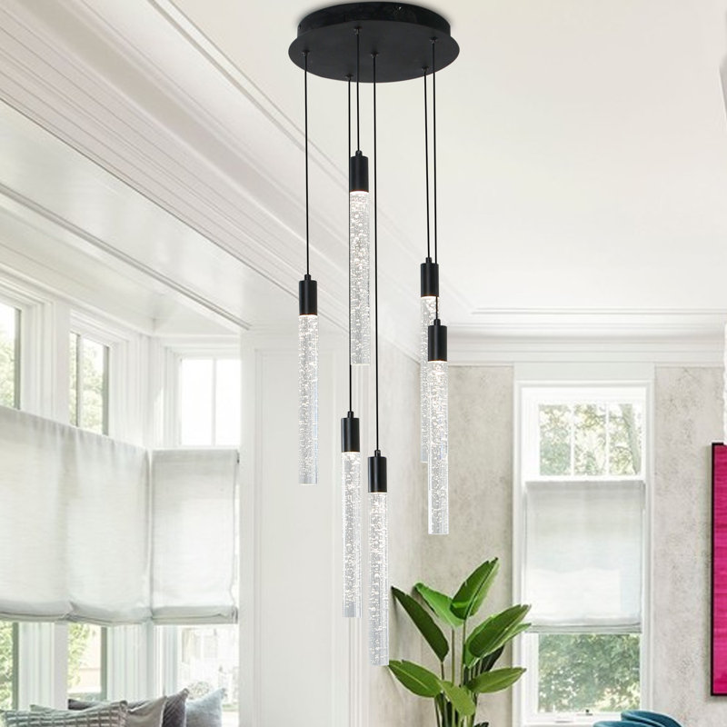 Luminaire suspendu en cristal Eliandra, Noir, Six lumières