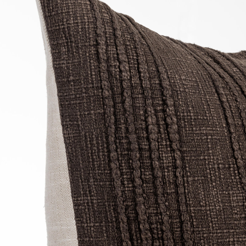 Coussin en coton Gratitude, Ganache brune, Carré 22 po