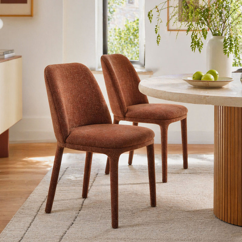 19.5" Seat Height Upholstered Fabric Dining Chair, Terra