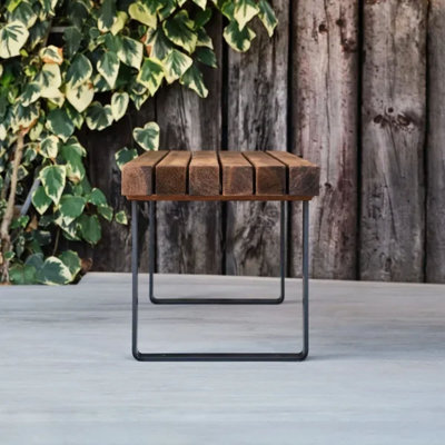 Banc en bois et acier sans dossier | Banc industriel industriel pour hall d'entrée | Banc en bois massif | Banc de salle à manger, de couloir et de chambre à coucher