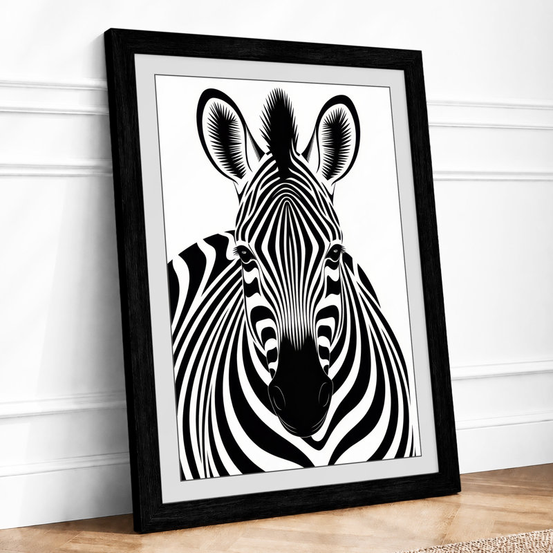 Zebra Face Graphic - Print, A1 - 84.1 x 59.4 cm, Black