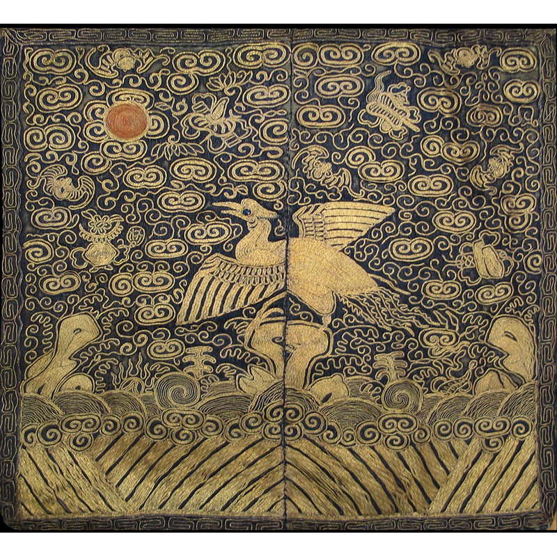 Tapis chinois antique en laine et textile