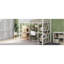 Lit mezzanine avec structure en métal, rangement et bureau blanc, bureau double, extérieur