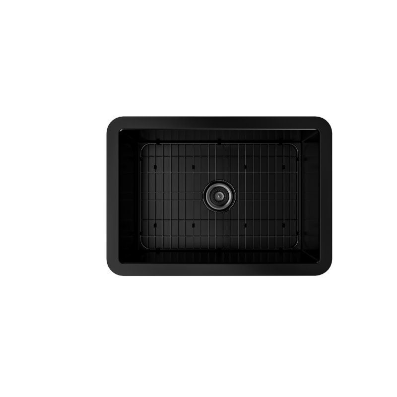 26.65'' Black Fireclay Undermount Single Bowl Kitchen Sink