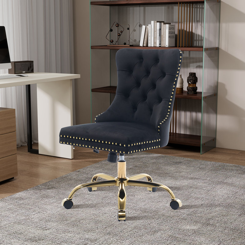 Chaise de bureau Chenille, Gold, Black