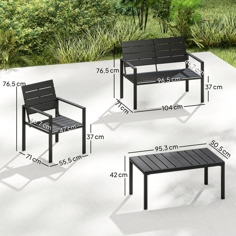 Garden Sofa Set, Black