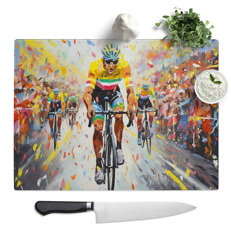 Tour de France Cycling Palette Knife  Glass Chopping Board