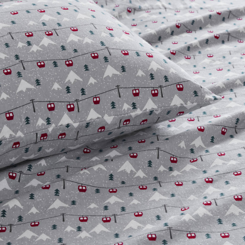 Woolrich Cotton Flannel Green Tree Trip 100% Cotton Flannel 4-Piece Queen Sheet Set, Queen Sheet Set with 2 Pillowcases